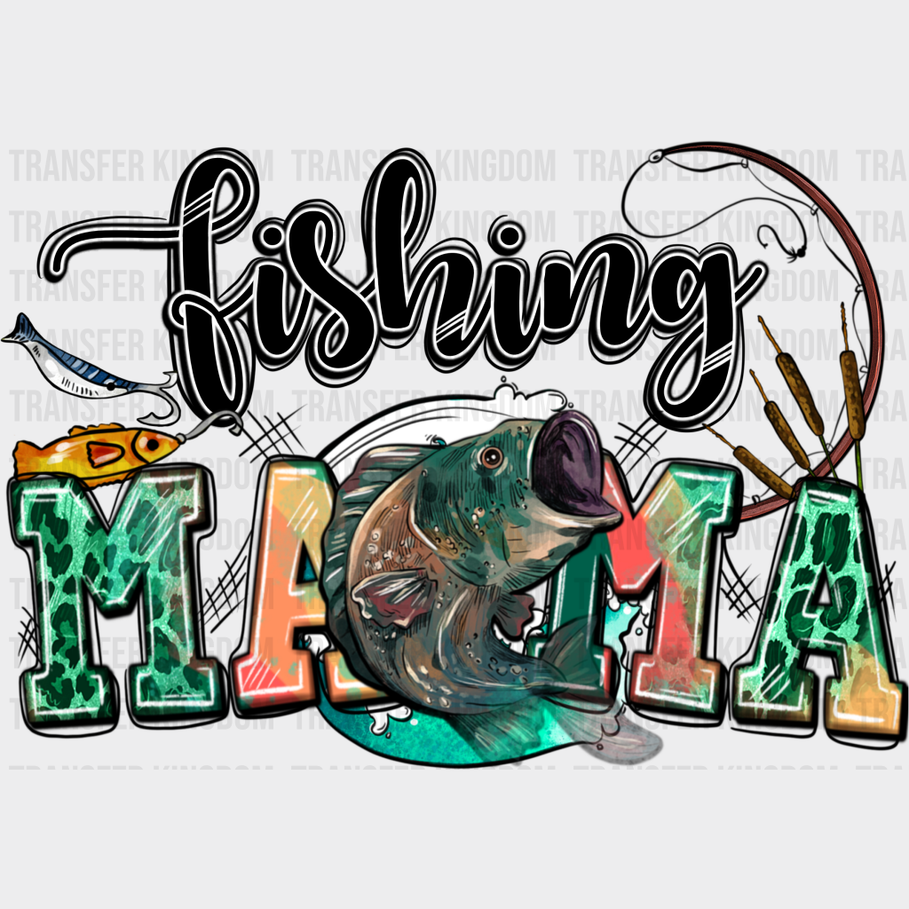 Fishing Mama Design - Dtf Transfers Unisex S & M (10’) / Dark Color See Imaging