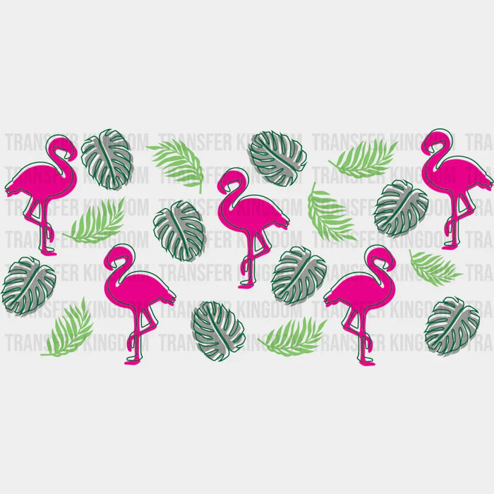 Flamingo And Leaves - UV DTF Transfer Cup Wrap UV DTF Sticker