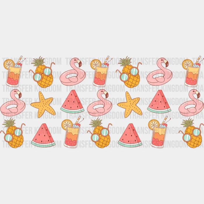 Flamingo Watermelon Drinks - Summer Cup Wrap UV Sticker Permanent UV DTF Decal