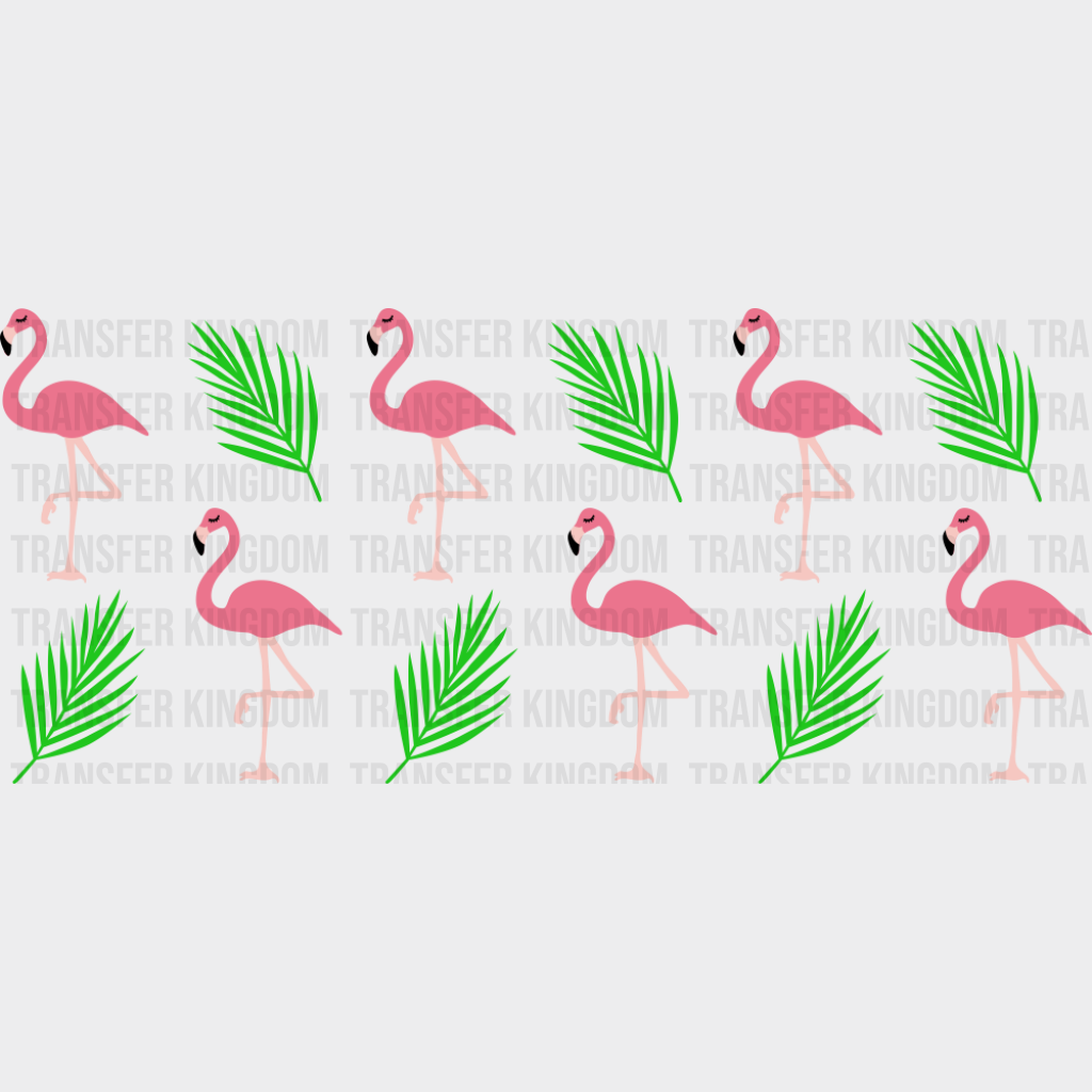 Flamingoes & Leaves - General Cup Wrap UV Sticker Permanent UV DTF Decal UVDTF