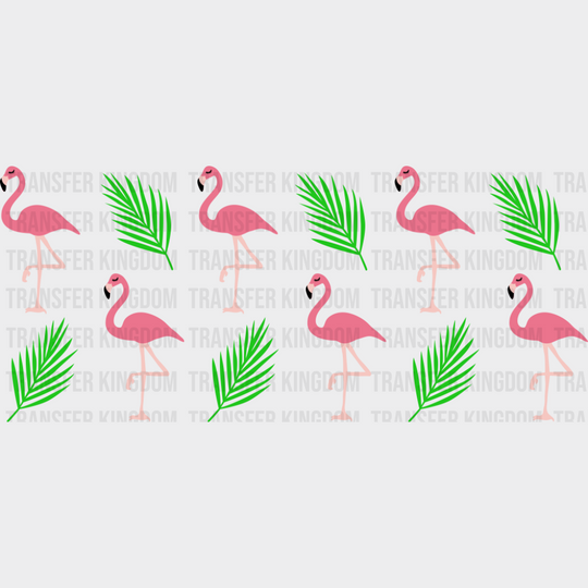 Flamingoes & Leaves - General Cup Wrap UV Sticker Permanent UV DTF Decal UVDTF
