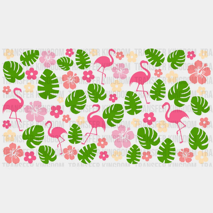 Flamingos And Flowers UV DTF Transfer Cup Wrap UV DTF Sticker