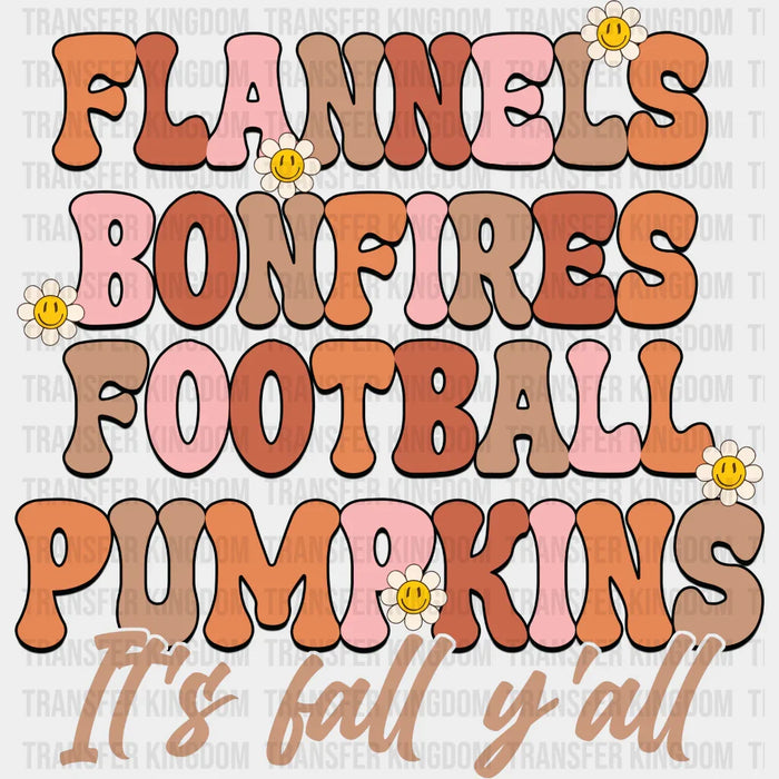 Flannels Bonfires Football Pumpkins - Fall DTF Transfer