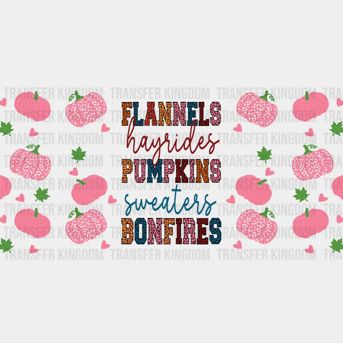Flannels Hayrides Pumpkins - Fall Cup Wrap UV Sticker Permanent UV DTF Decal