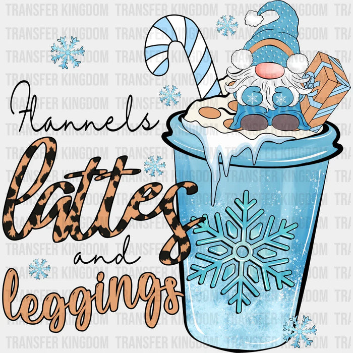 Flannels Lattes And Leggings - Winter Iron On DTF Transfer