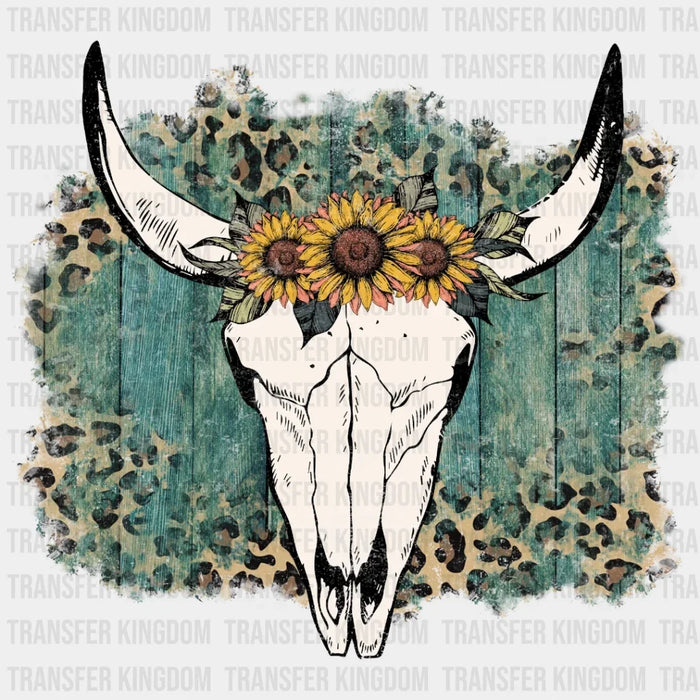 Floral Cow Bull Skull Design - DTF heat transfer