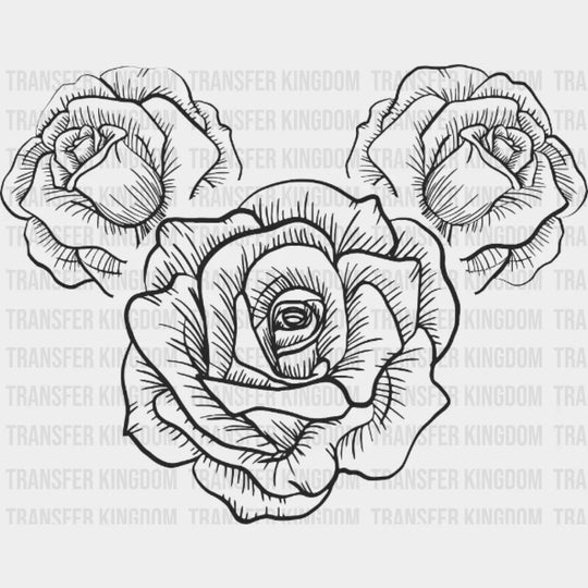 Floral Mickey Head Roses Design - Dtf Heat Transfer