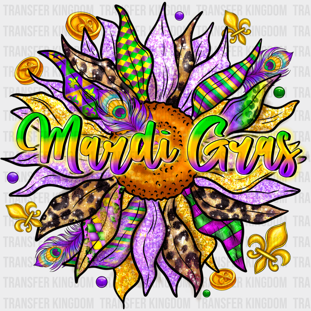 Flower Mardi Gras Design- Dtf Heat Transfer