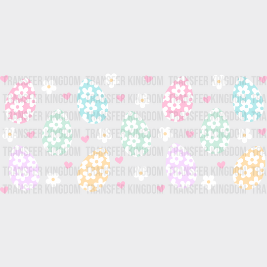 Flower Pattern Eggs - Easter Cup Wrap Uv Sticker Permanent Dtf Decal