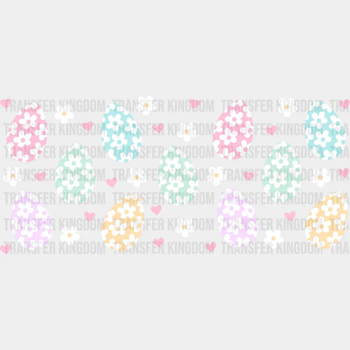 Flower Pattern Eggs - Easter Cup Wrap UV Sticker Permanent UV DTF Decal
