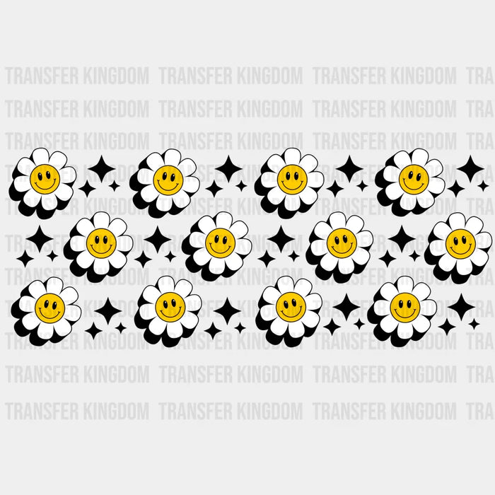 Flower Smiley Faces UV DTF Transfer Cup Wrap UV DTF Sticker