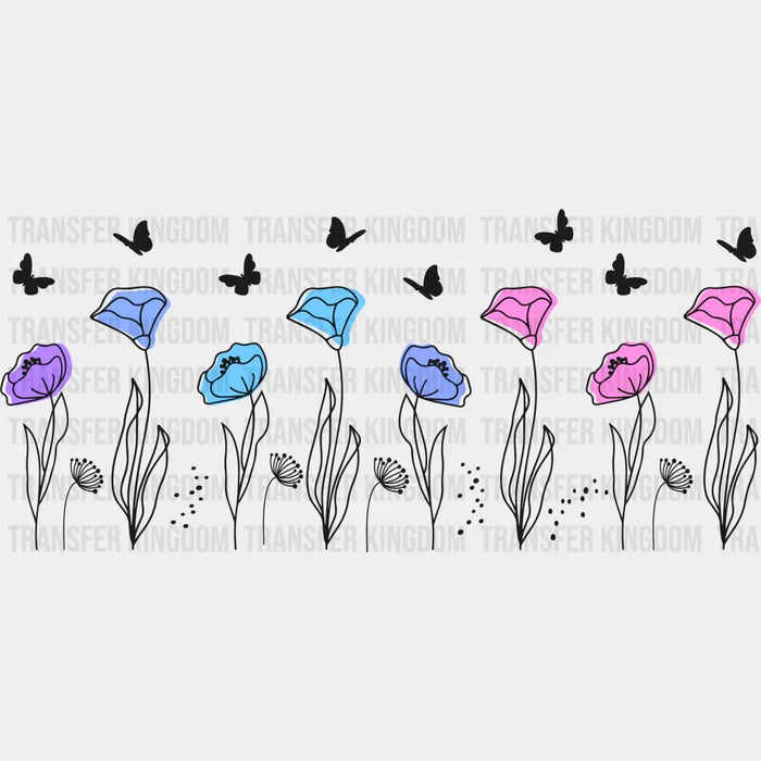 Flowers And Butterflies UV DTF Transfer Cup Wrap UV DTF Sticker