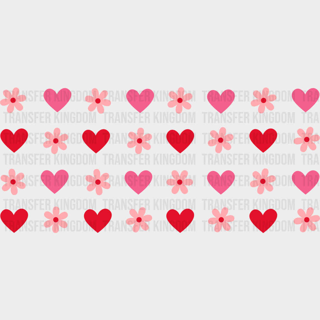 Flowers And Hearts - Valentine’s Day Cup Wrap Uv Sticker Permanent Dtf Decal