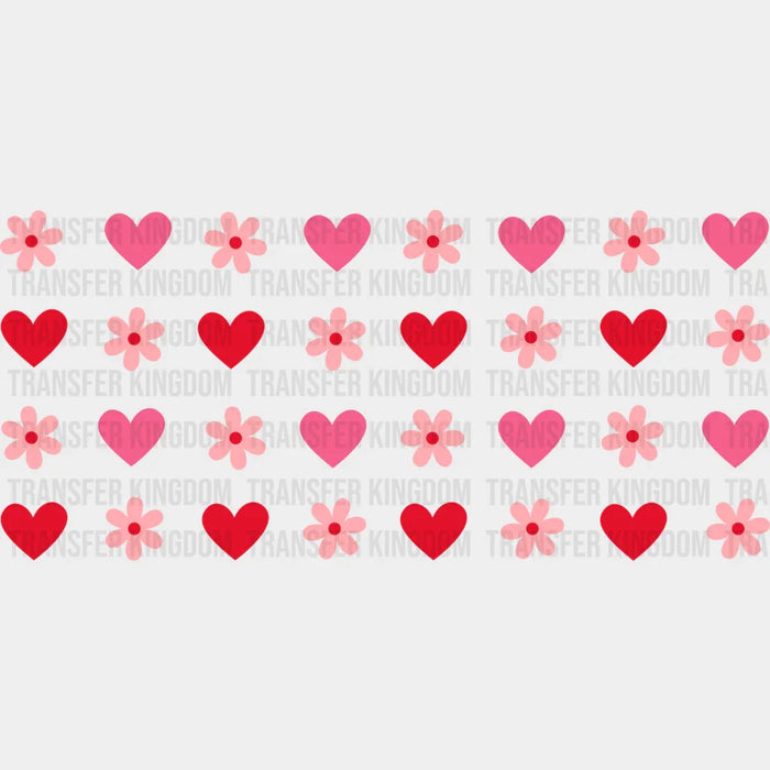 Flowers And Hearts - Valentine's Day Cup Wrap UV Sticker Permanent UV DTF Decal