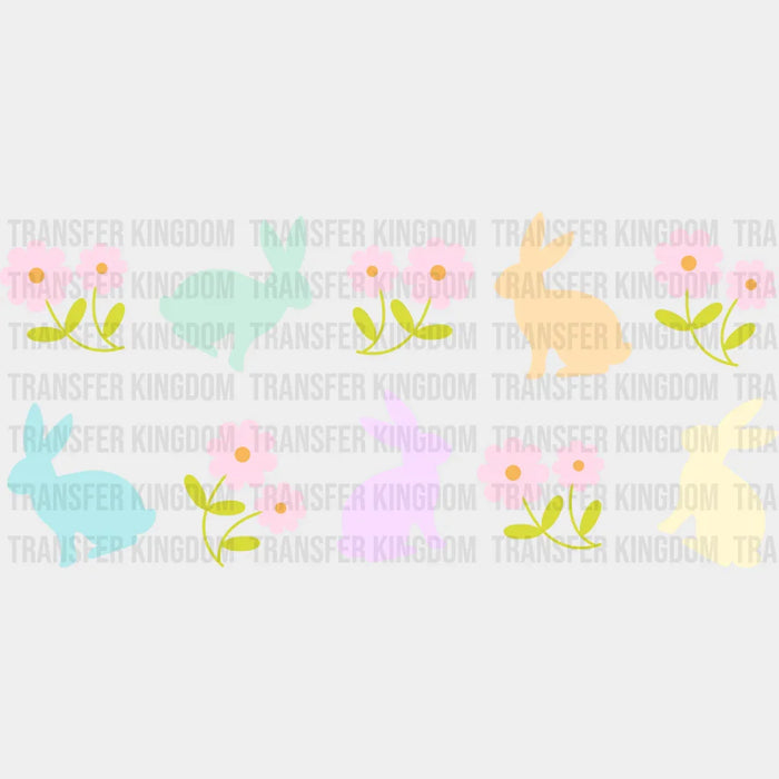 Flowers And Rabbits - Easter Cup Wrap UV Sticker Permanent UV DTF Decal