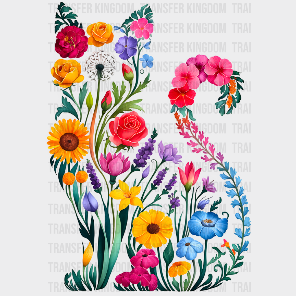 Flowers - Cats DTF Transfer