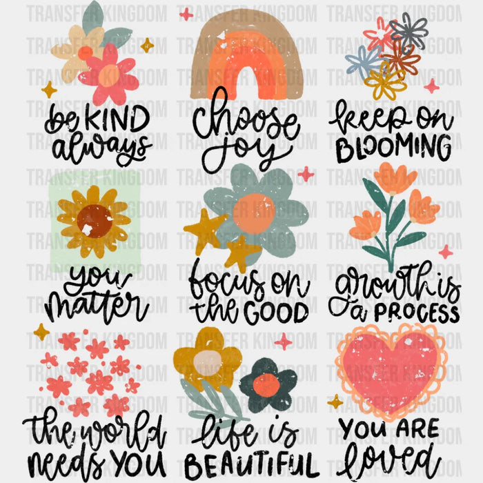 Flowers Heart Rainbow - Mental Health DTF Transfer
