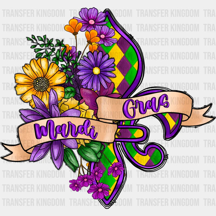 Flowers Mardi Gras Design- Mardi Gras DTF heat transfer