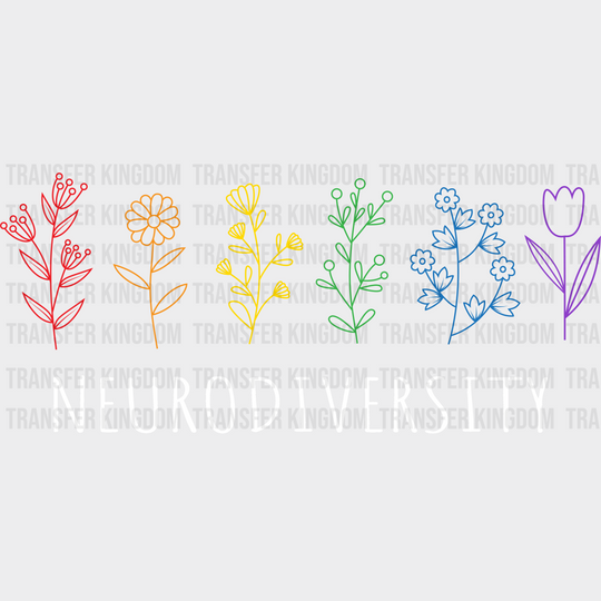 Flowers Neurodiversity Autism Awareness Design - DTF heat transfer - Transfer Kingdom