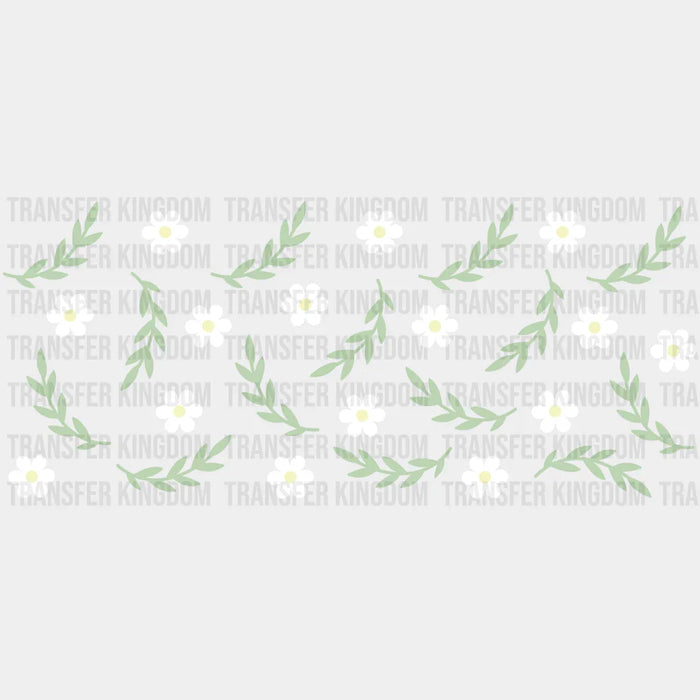 Daisy Flowers And Leaves - UV DTF Transfer Cup Wrap UV DTF Sticker