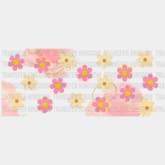 Flowers Yellow And Pink - UV DTF Transfer Cup Wrap UV DTF Sticker