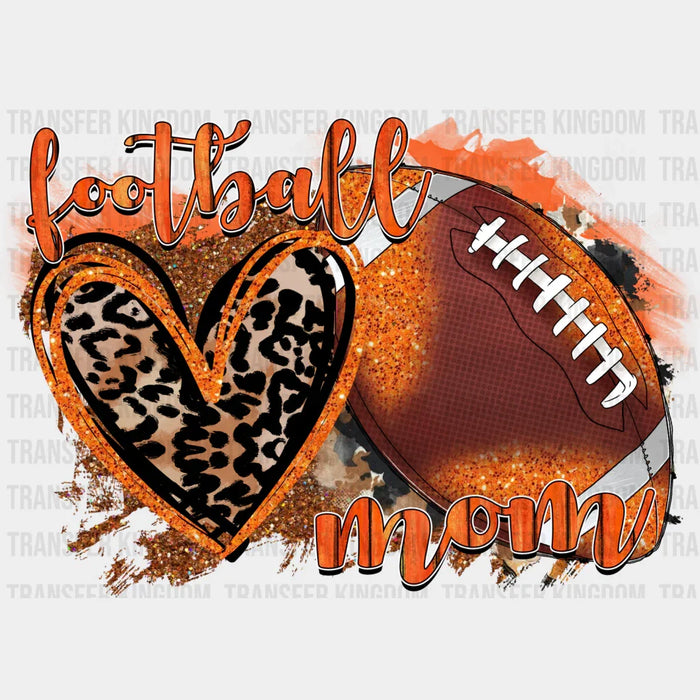 Football Mom Leopard Heart Design - Football DTF Heat Transfer