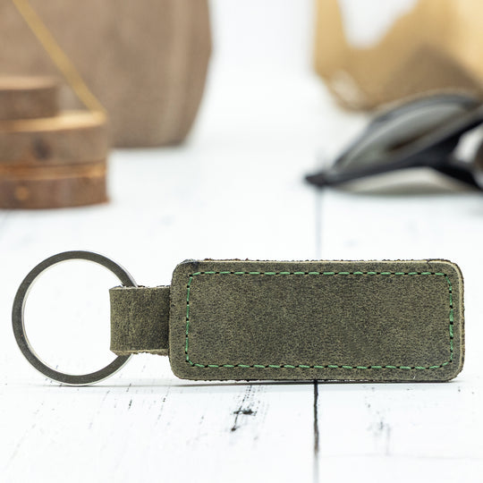 Custom Engraved Leather Keychain – Rectangle