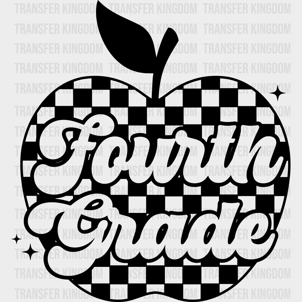 Fourth Grade B&W - Back To School DTF Transfer Adult Unisex - S & M (10’’) / Dark Color Design (See Imaging)