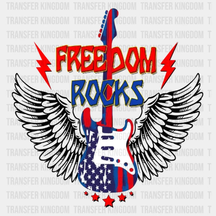 Freedom Rocks Guitar - 4th Of July DTF Transfer
