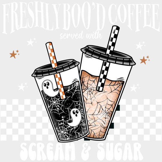 Freshboo’d Coffee - Halloween DTF Transfer Adult Unisex - S & M (10’’) / Light Color Design (See Imaging)
