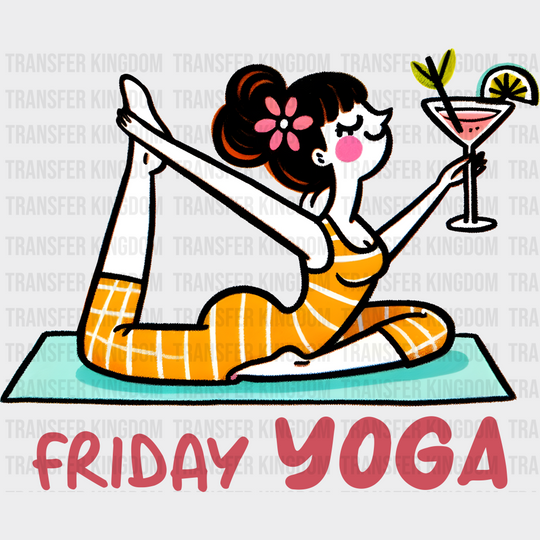 Friday Yoga - Dtf Heat Transfer Unisex S & M (10’’) / Dark Color Design (See Imaging)