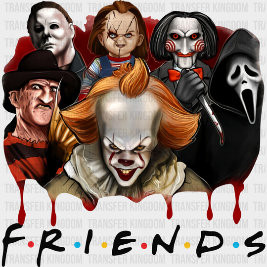 Friends Horror Characters - Halloween Iron On Dtf Transfer Unisex S & M (10’’) / Dark Color