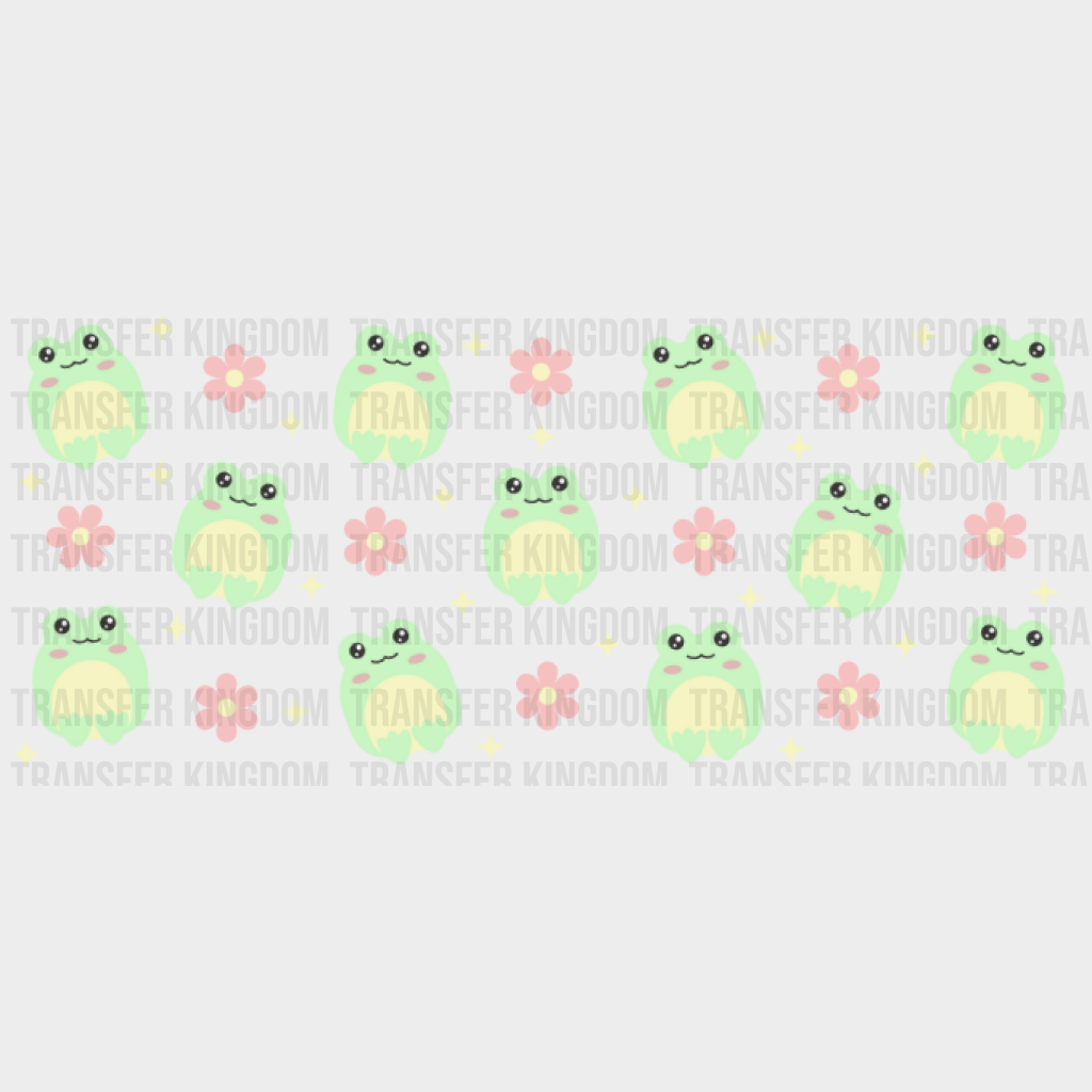 Frogs And Flowers Uv Dtf Transfer Cup Wrap Sticker