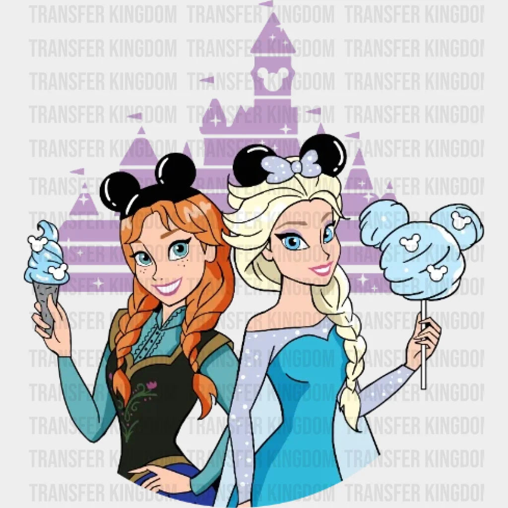 Frozen Elsa And Anna Disney Castle Design - Dtf Heat Transfer