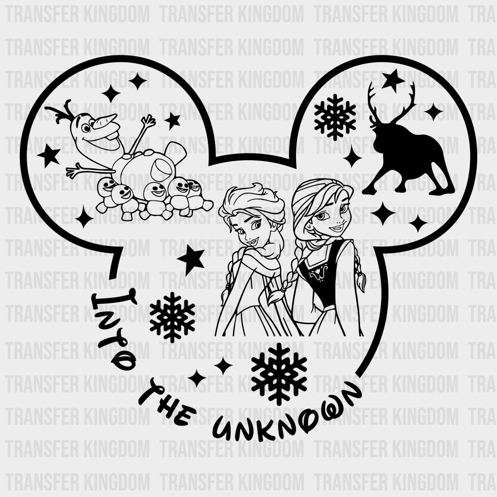 Frozen Into The Unknown Disney Dtf Transfer Unisex - S & M (10’) / Dark Color Design See Imaging