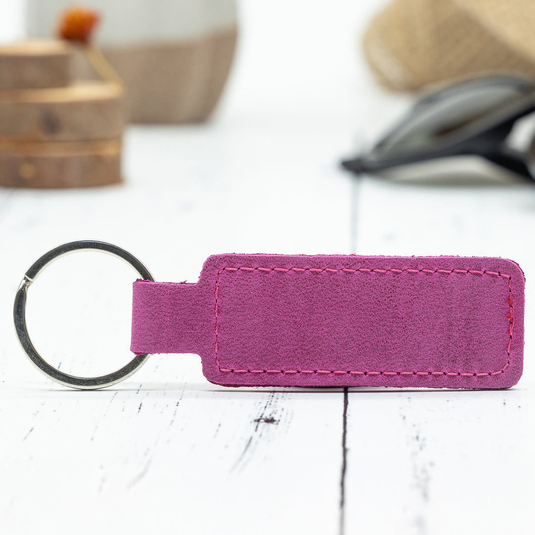 Rectangle Keychain – Faux Leather Key Ring in Multiple Colors