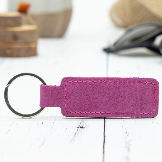 Custom Engraved Leather Keychain – Rectangle