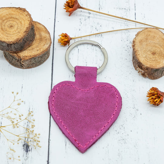 Custom Engraved Leather Keychain – Heart