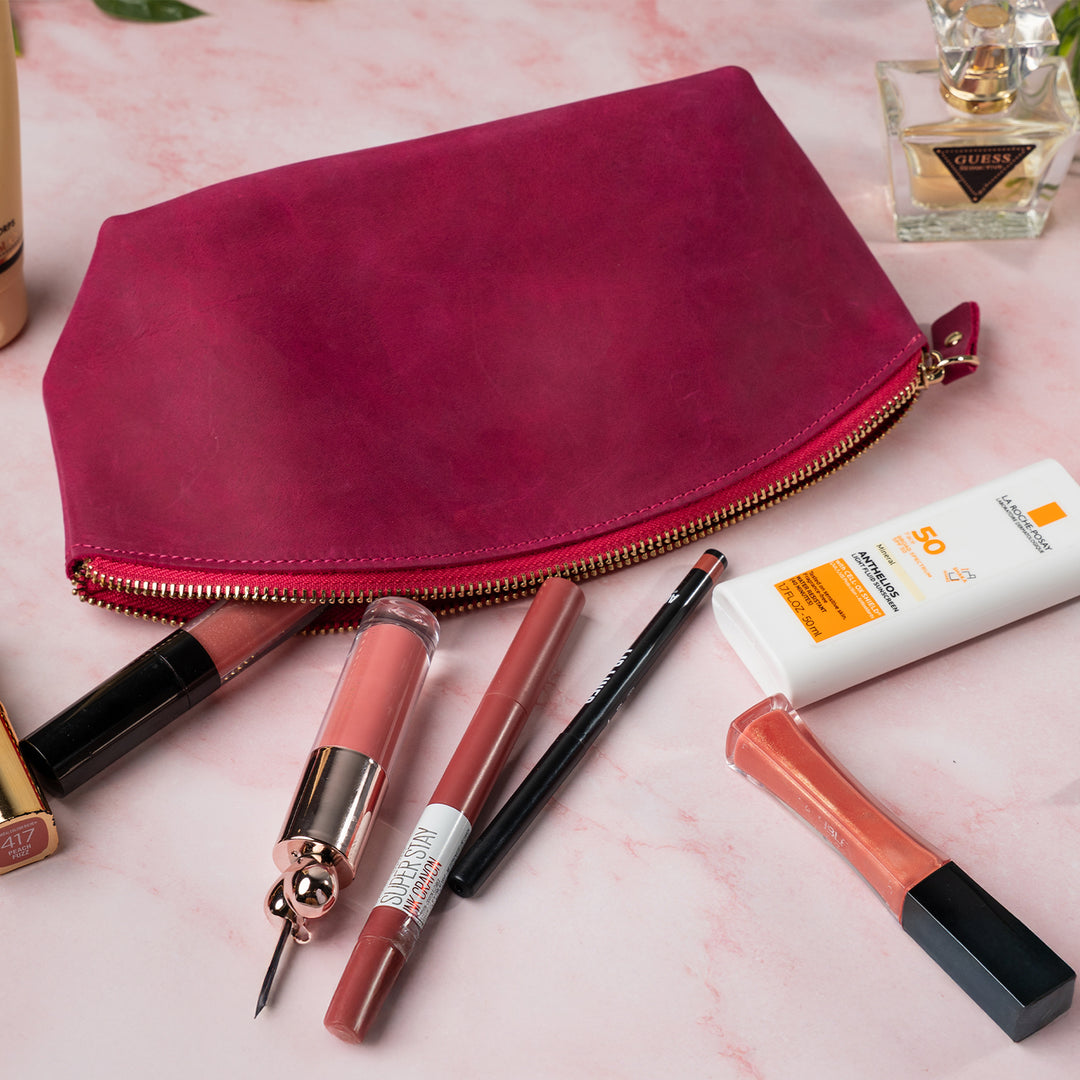 Faux Leather Stylish Cosmetic Pouch – Versatile Makeup Bag & Toiletry Organizer