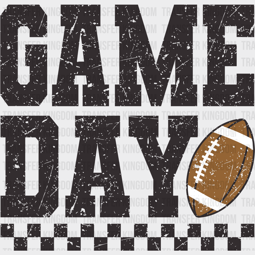 Game Day B&W Game Day DTF Transfer Adult Unisex S & M (10’’) / Dark Color Design (See Imaging)
