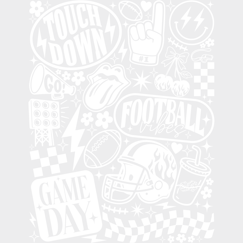 Game Day B&W Football DTF Transfer Adult Unisex S & M (10’’) / Light Color Design (See Imaging)
