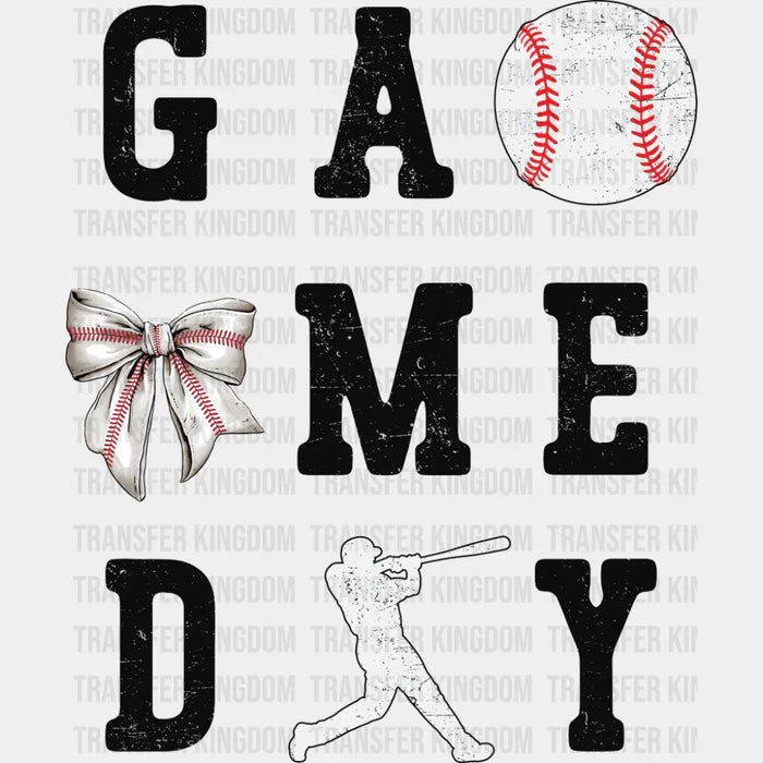 Game Day Ball, Ribbon, Swing - Baseball DTF Transfer