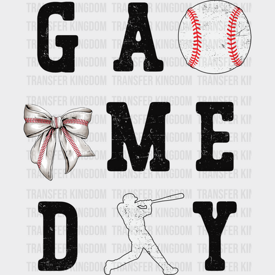 Game Day Ball Ribbon Swing - Baseball DTF Transfer Adult Unisex - S & M (10’’) / Dark Color Design (See Imaging)