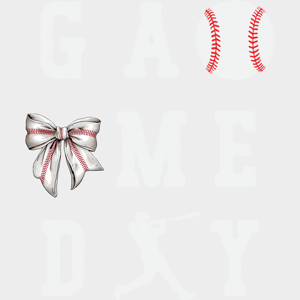 Game Day Ball Ribbon Swing - Baseball DTF Transfer Adult Unisex - S & M (10’’) / Light Color Design (See Imaging)