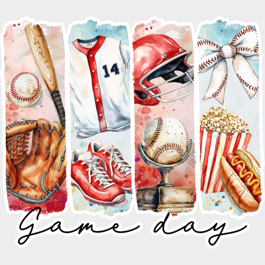 Game Day Baseball - Baseball DTF Transfer Unisex - S & M (10’’) Light Color Design (See Imaging)