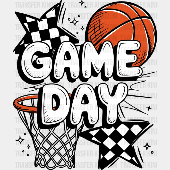 Game Day Basketball Hoop Star Design - Basketball DTF Transfer