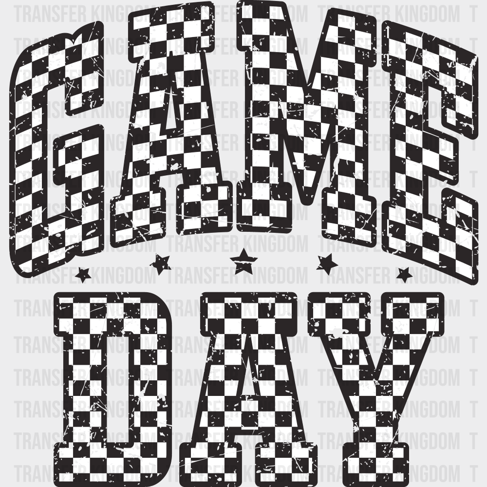 Game Day Checkered Design Game Day DTF Transfer Adult Unisex S & M (10’’) / Dark Color Design (See Imaging)