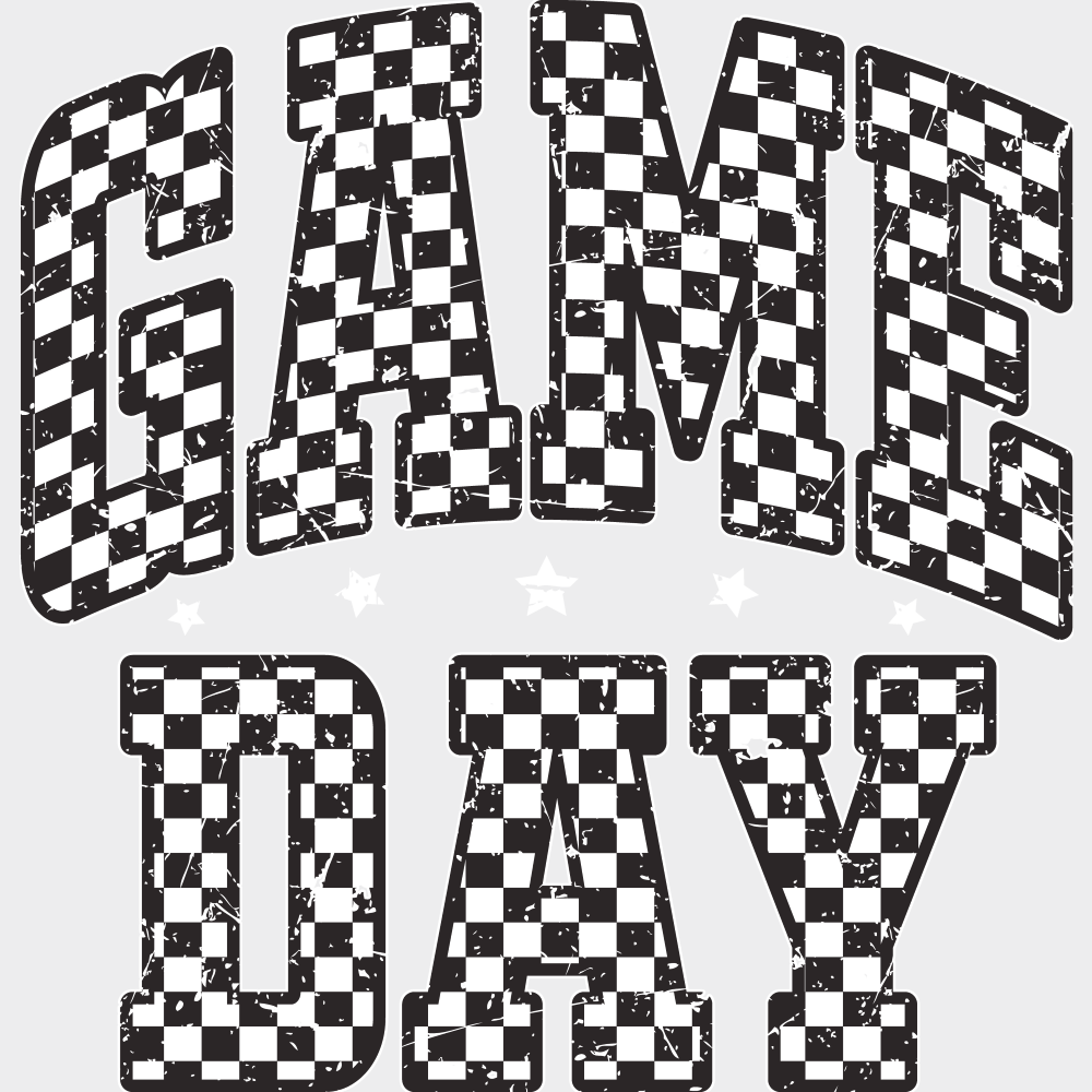 Game Day Checkered Design Game Day DTF Transfer Adult Unisex S & M (10’’) / Light Color Design (See Imaging)