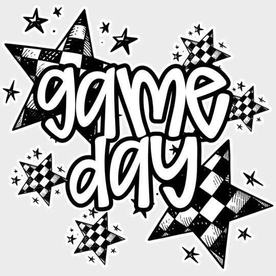 Game Day Checkered Stars - Game Day DTF Transfer Adult Unisex - S & M (10’’) / Light Color Design (See Imaging)