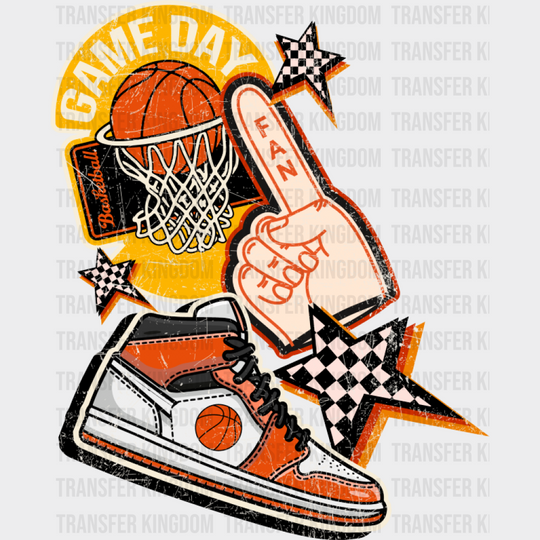 Game Day Shoes Checkered Star Design - Basketball DTF Transfer